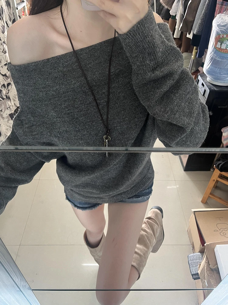 ay Off-oulder Long Sve Strickpullover Damen Loose Fit Base irt Herbst Winter New Sle Korean Sle Regular Fit