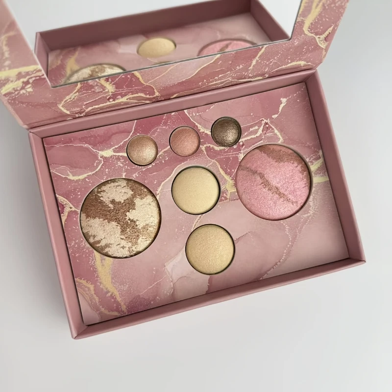 Paleta de sombras cozidas em 7 cores - Paleta de maquiagem brilhante - Bronzer facial, blush brilhante, iluminadores, sombras, paletas de maquiagem cozinhadas