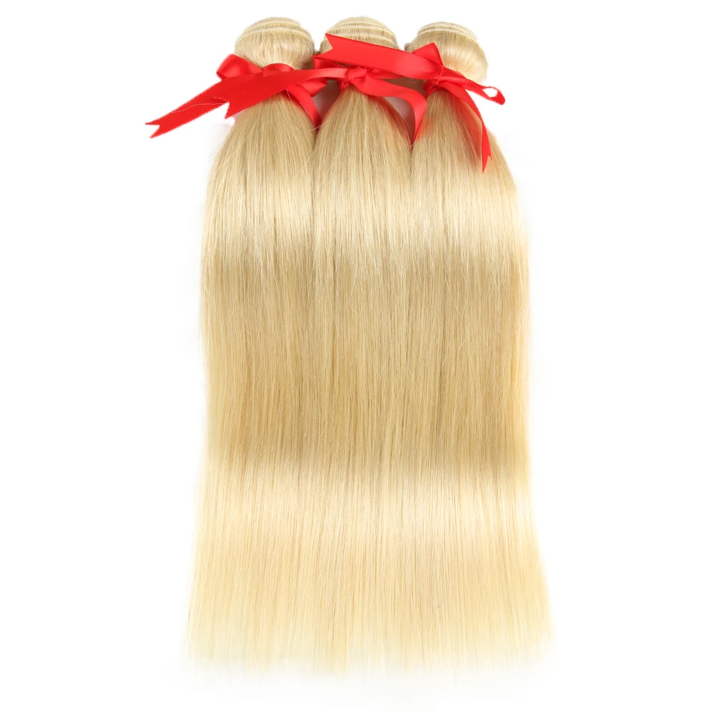 Sleek Straight Human Hair Bundles 613 Blonde Brazilian Straight Human Hair Weave Bundles Single Bundles  Remy Hair Extensions