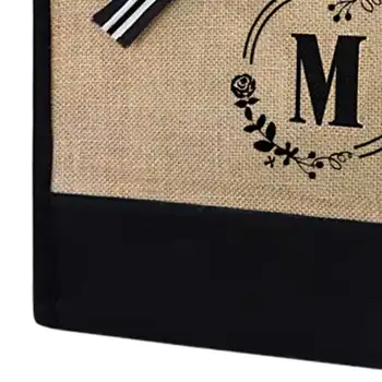 女士黃麻手提袋,可訂製字母圖案,時尚購物袋,亞麻旅行手提包,適合教師、朋友、伴娘等場合。 6 最佳銷售 教師手提袋 - №6