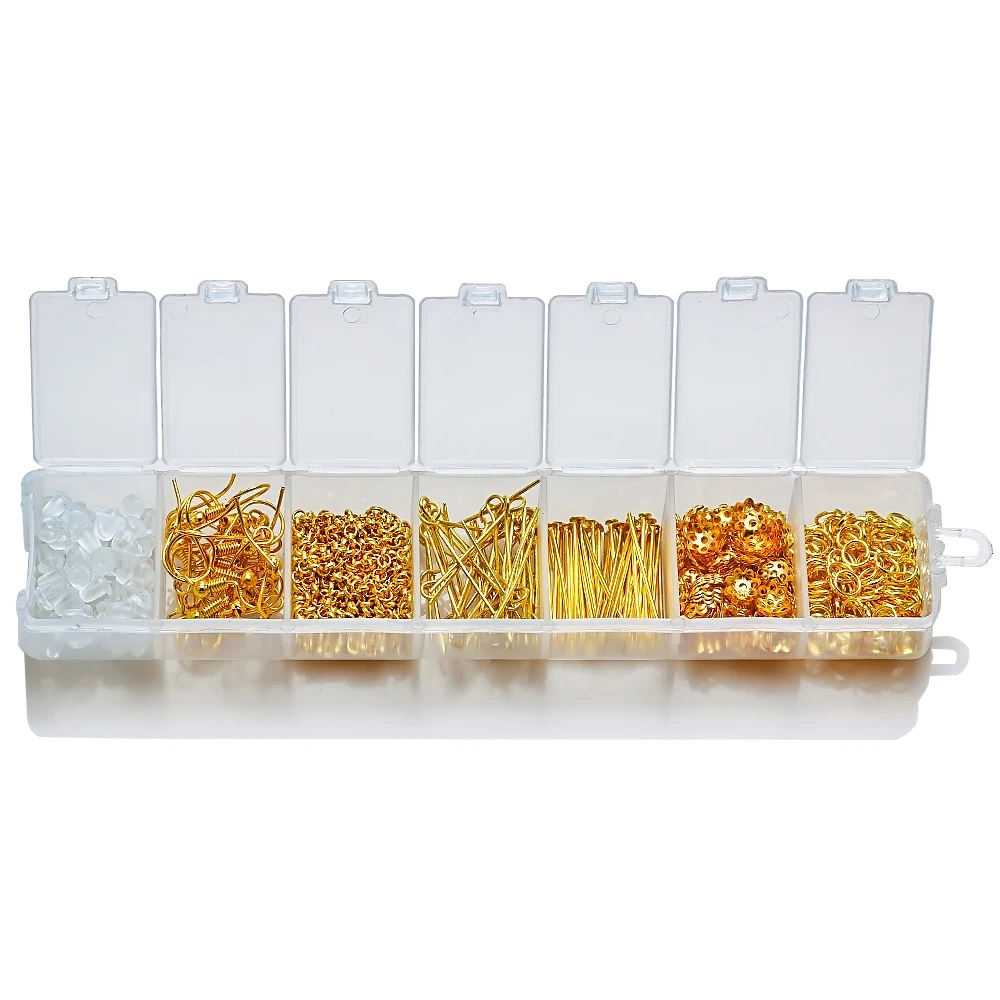 Kit per la creazione di gioielli, ganci per fermagli per orecchini, tappi di perline, catena a coda di salto aperta, perno a T per accessori per la ricerca di orecchini fai da te, commercio all'ingrosso
