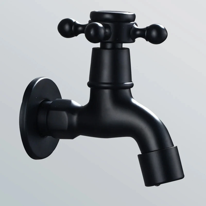 

Retro Black Single Cooling Outdoor Faucet 1/2'' 3/4'' Garden Water Pipe Joint Adapter for Washing Machine