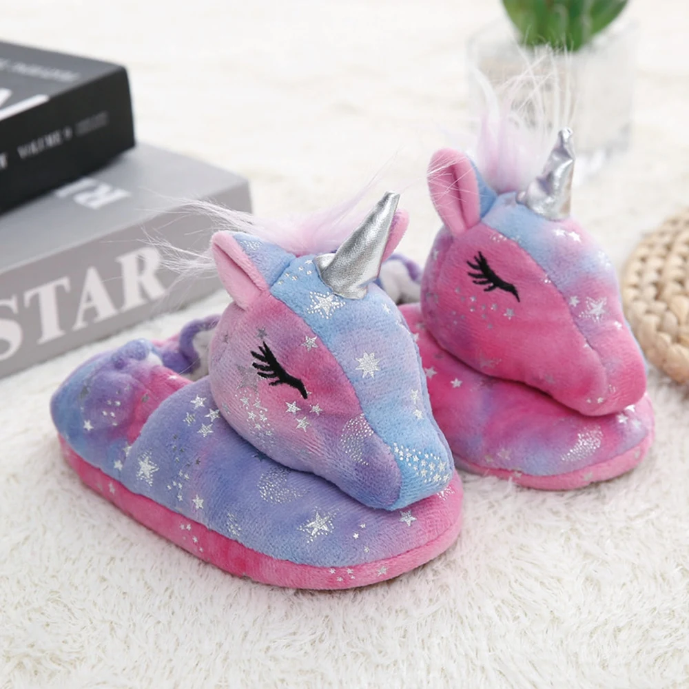 Fashion Toddler Girl Slippers for Boy Winter Baby Loafers Plush Warm Cartoon Soft Rubber Sole Child Home Shoes Indoor Footwear