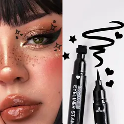 Double Head Moon Star Heart Flower Liquid Eyeliner Pen Black Stamp Makeup Seal Eyeliner Pencil Waterproof Cosmetic