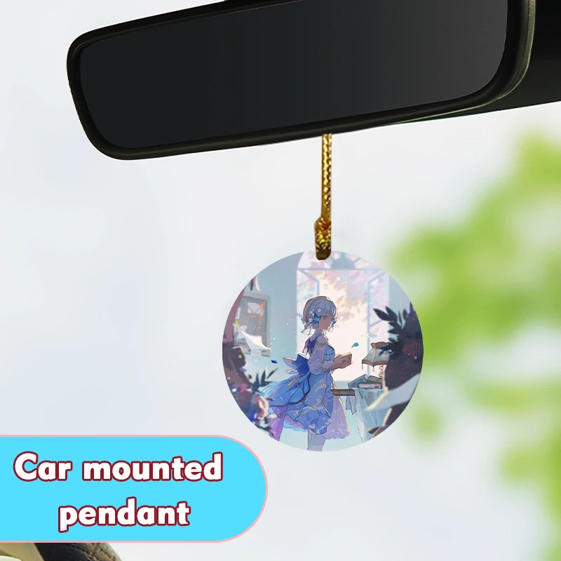 Anime surrounding,Kamisato Ayaka,Cute,Car pendant,acrylic,home,Desktop,Potted plant,Window decor,Gift for Genshin Impact lovers