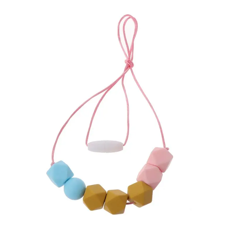 สวมใส่ยางซิลิโคนฟัน Sensory Chewing ของเล่นจี้ทำความสะอาดง่าย Sensory Chew สร้อยคอ Teether สร้อยคอของเล่น D5QA