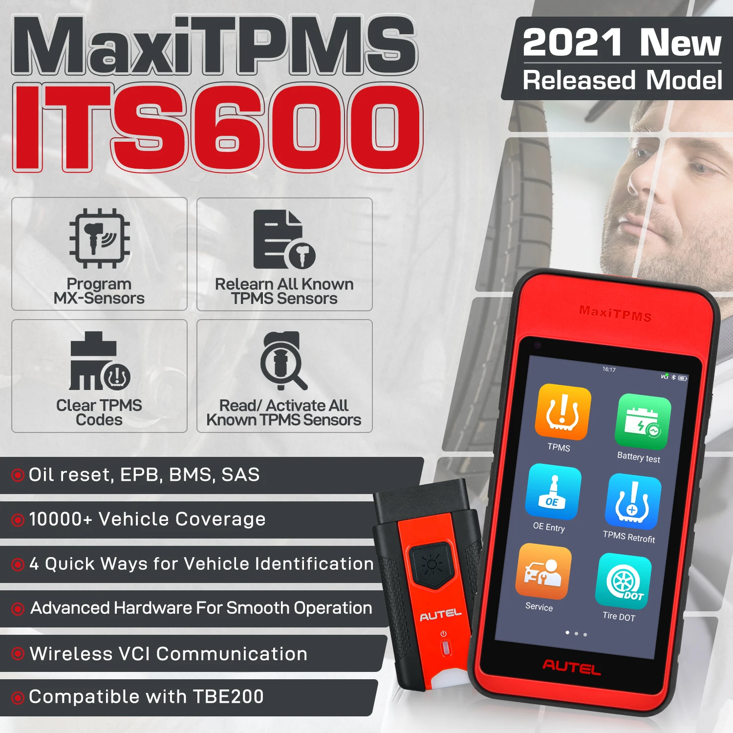 Autel ITS600 TPMS Diagnostic Tool Sensor Relearn Activate Program MX-Sensors Tool Upgraded of TS501/ TS508 Oil Reset/ EPB/ BMS