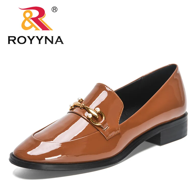 ROYYNA 2023 New Designers High Heels Shoes Women  Korean Style Shoes Ladies Chunky Heels Round Toe Patent  Footwear Fashion shoe