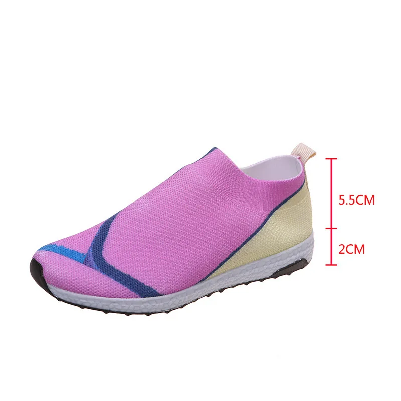 Women Sneakers Casual Shoes Breathable Mesh Platform Sneakers Women Slip on Soft Casual Single Candy Shoes Knit Sock Flat Shoes