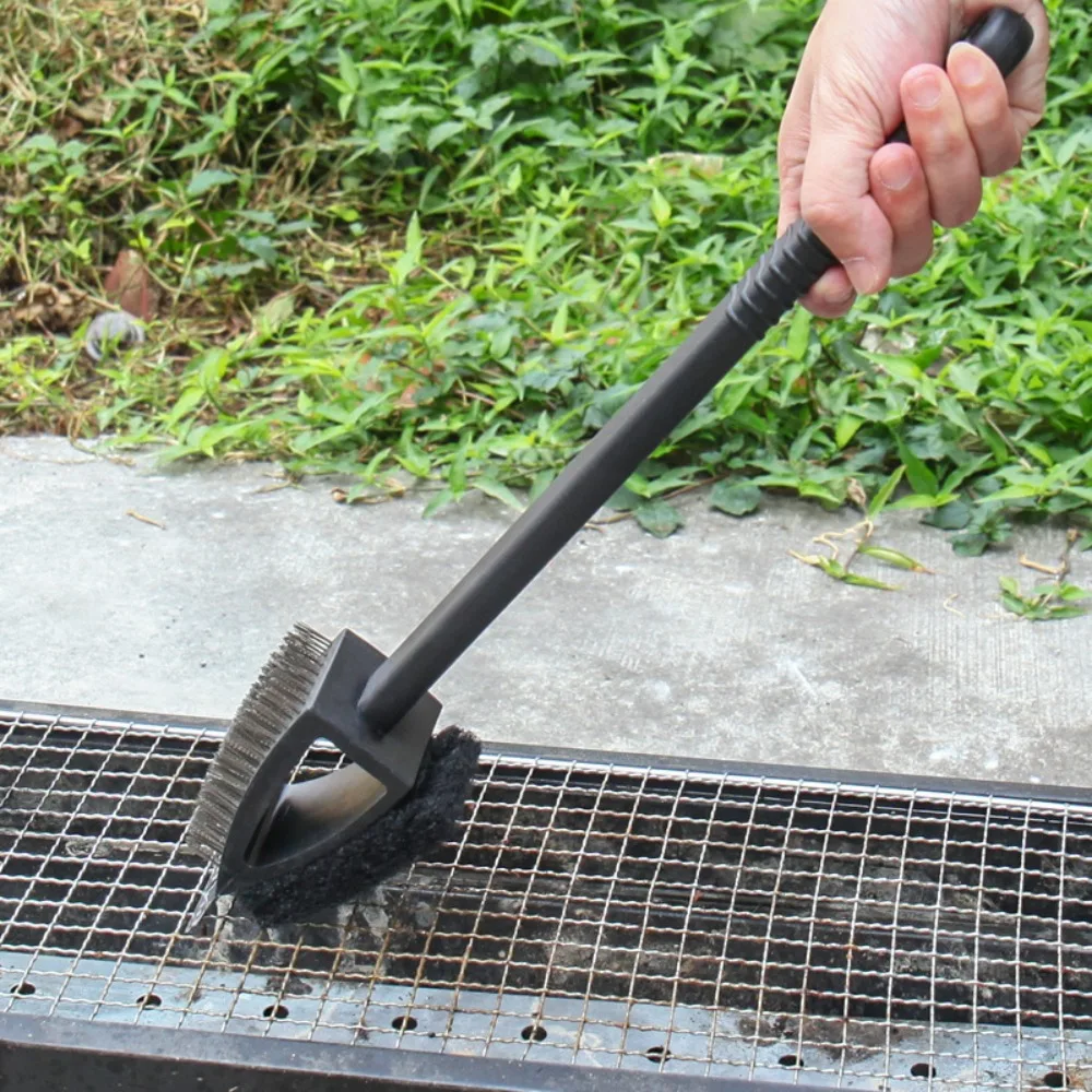 Spot Three-in-one Multi-functional BBQ Steel Wire Cleaning Brush, Silk Cotton Mesh Cleaning Sweep, Barbecue Cleaning Shovel