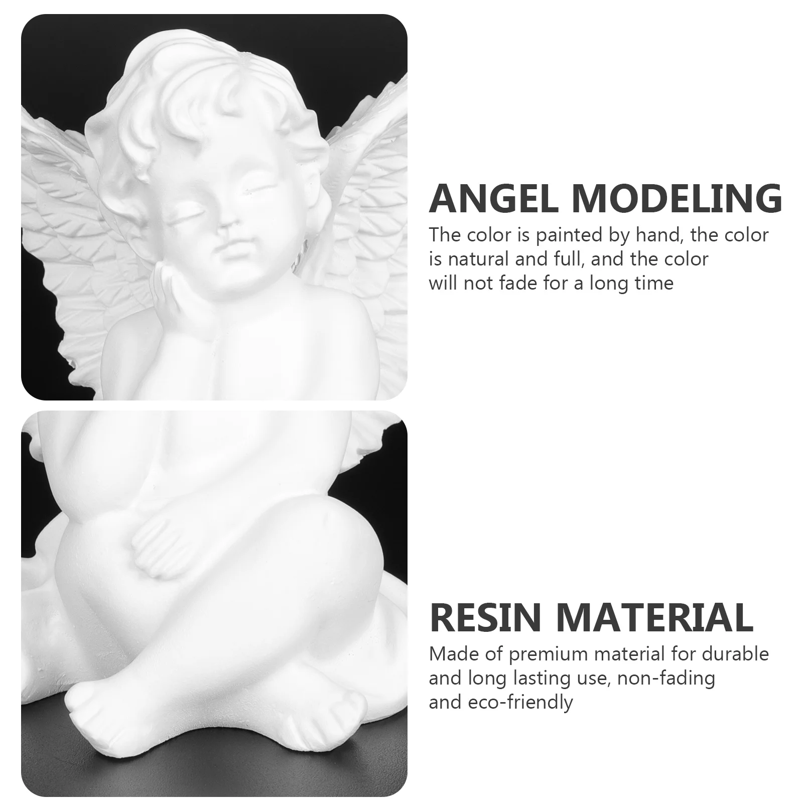 

2Pcs Resin Angel Statue Adorable Home Decor Item Compact Lightweight Design Ideal As Photography Prop Or Festival Gift Idea