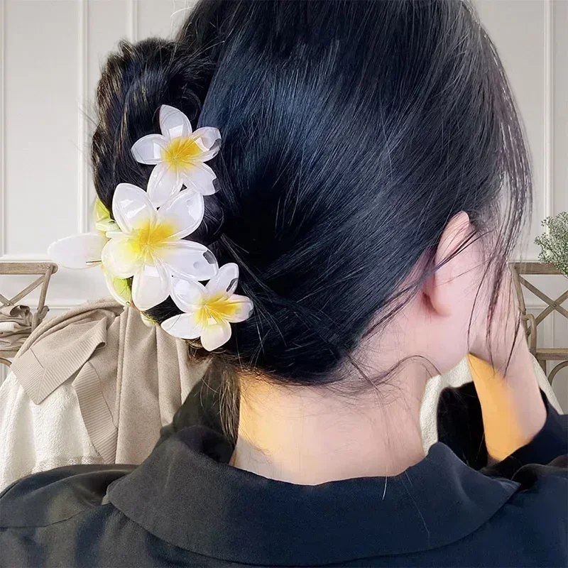 Mode Farbverlauf Ei Blume Haar Krallen Clip Frauen Mädchen süße Acryl Haarnadeln Sommer Strand Hawaii Kopf bedeckung Haarschmuck