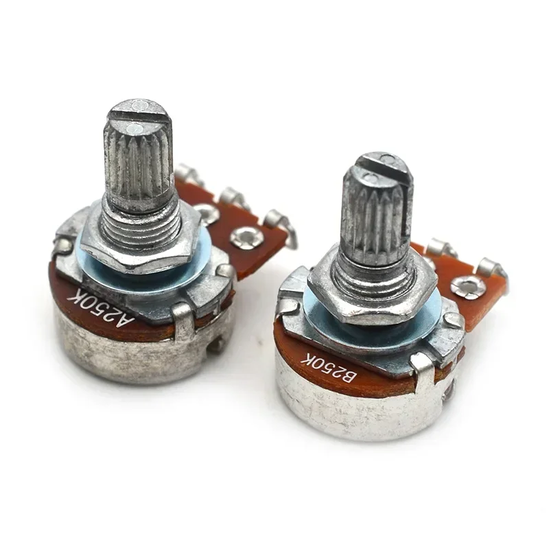 20pcs A500K/250K Potentiometer Splined Small Pot Electric Guitar Bass Effect Amp Tone Volume 15mm Shaft Parts