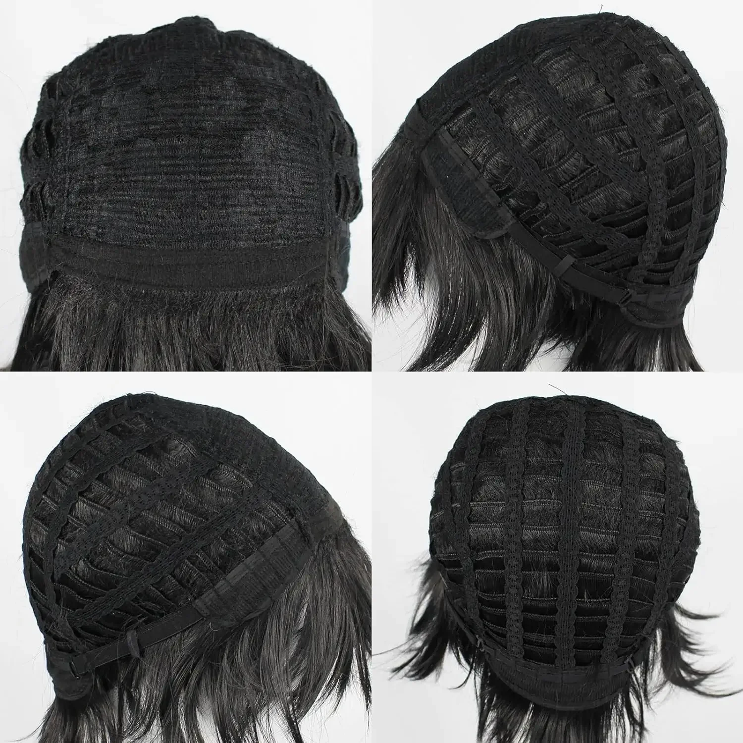 قصيرة سوداء للرجال تأثيري شعر مستعار اصطناعي لجميع القديسين عيد الميلاد الحدث زي حفلة الرجال السود شعر مستعار للرجال النساء أنيمي تأثيري #6