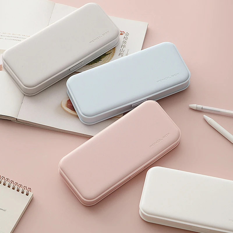 Macaron Pencil For Case Multifunctional Stationery Frosted PP Plastic Pencil Pen Storage Box Cosmetic Storage For Case