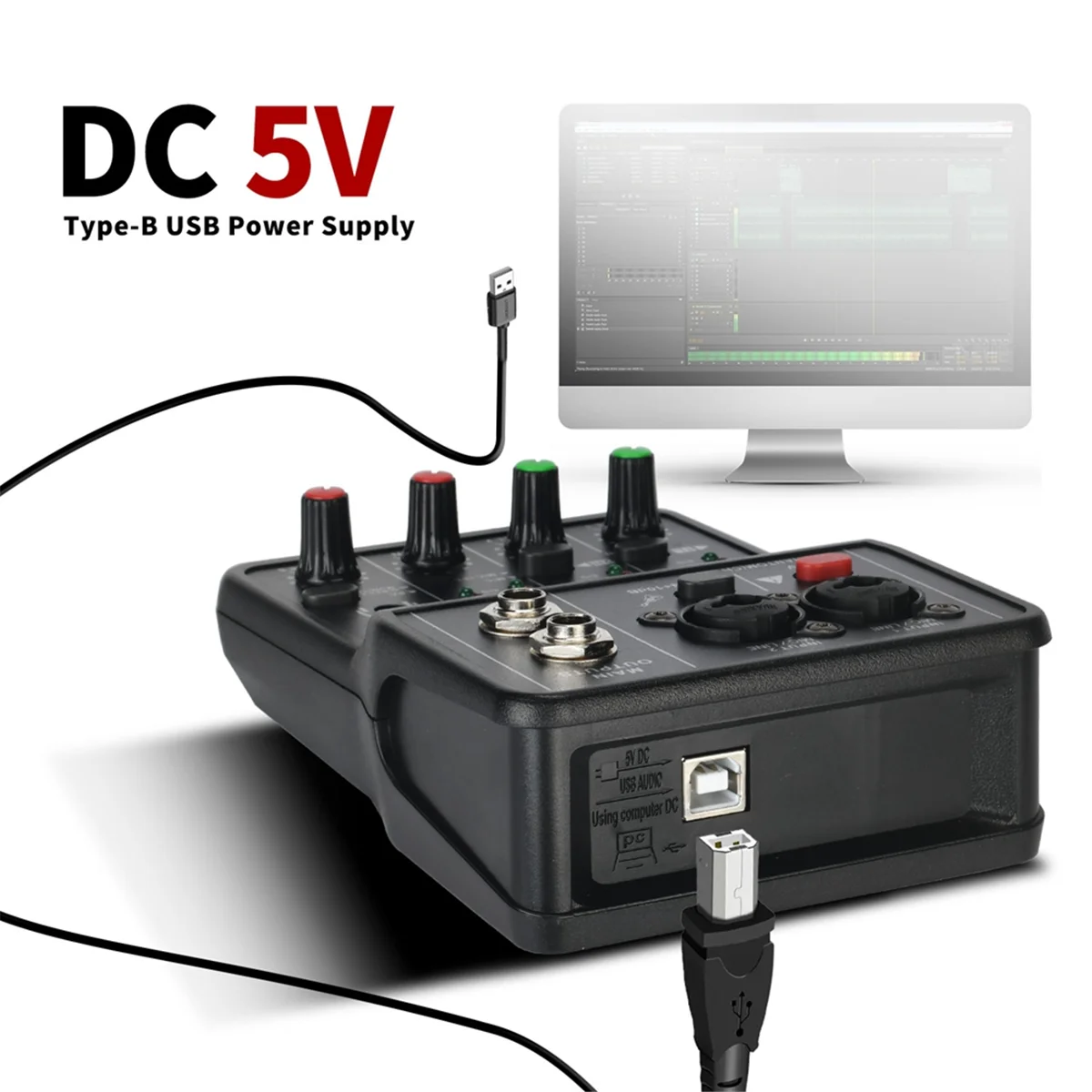 BFYLW TEYUN Q12 คอมพิวเตอร์บันทึกเสียงการ์ด 16Bit/48KHZ การ์ดเสียงแบบพกพาผสมสําหรับกีตาร์ Home Studio Music Pro Q12