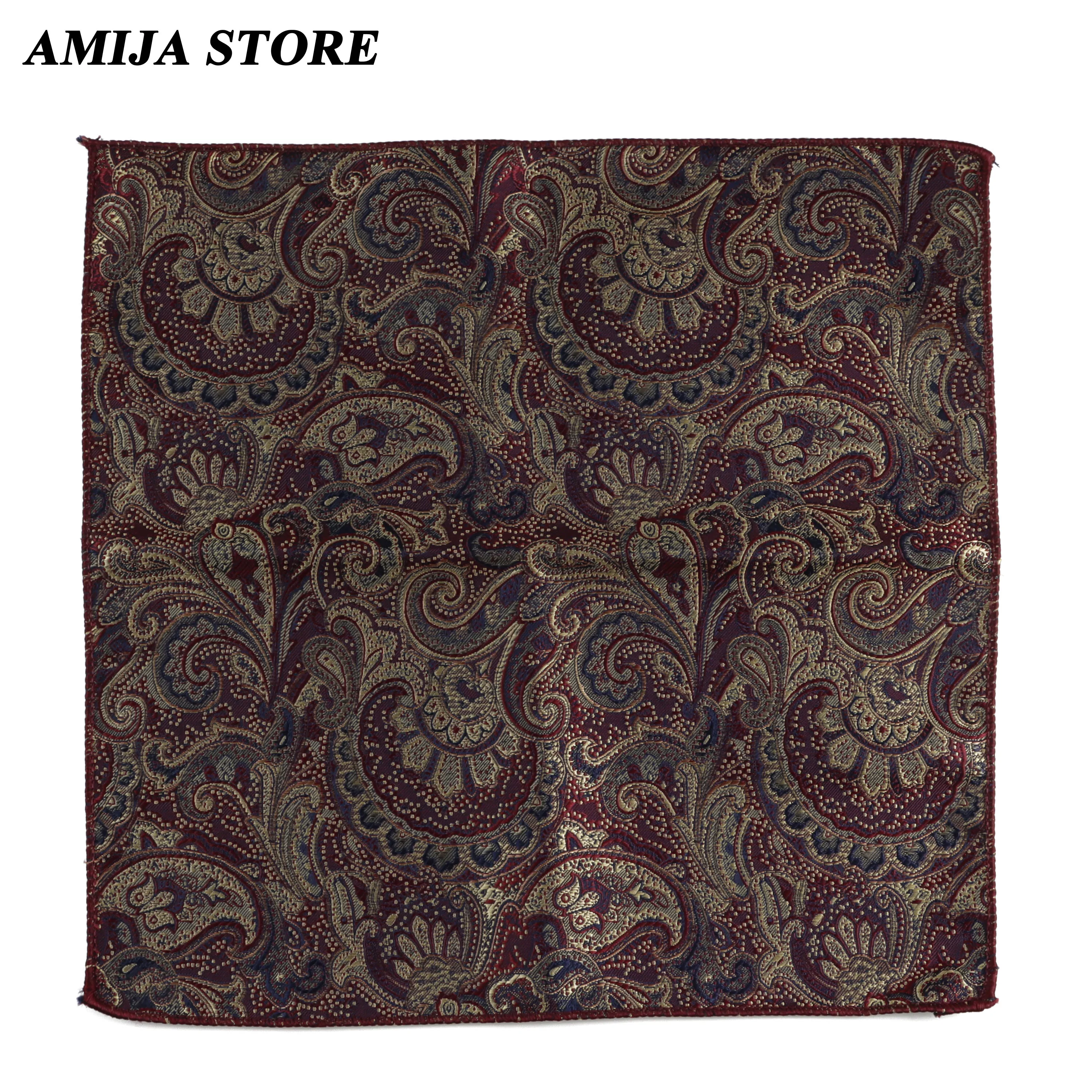 Luxury Design ดอกไม้ผ้าเช็ดหน้า Paisley รูปแบบ Pocket Square โพลีเอสเตอร์ผ้าเช็ดหน้าผู้ชายสําหรับธุรกิจงานแต่งงานของขวัญ