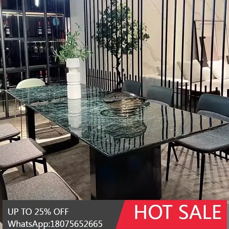 

HLZ Luxury Stone Dining Table Round Natural Marble High-End Light Luxury Italian Style Dining Table
