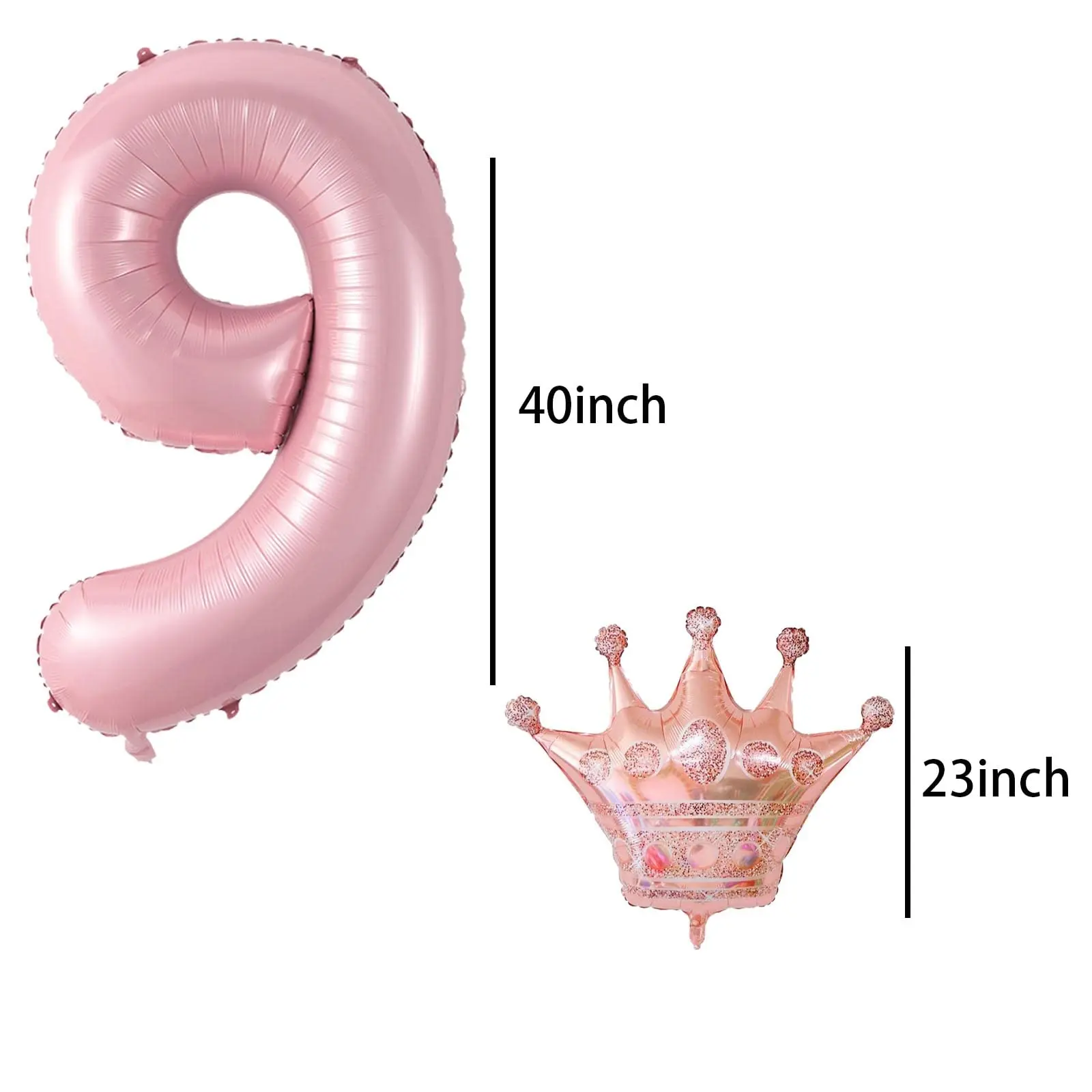 2Pcs 40 Inch Macaron Pearlescent Pink Numbers Foil Balloon Set Mini Size Bow Balloons for Boys Girls Birthday Party Decoration