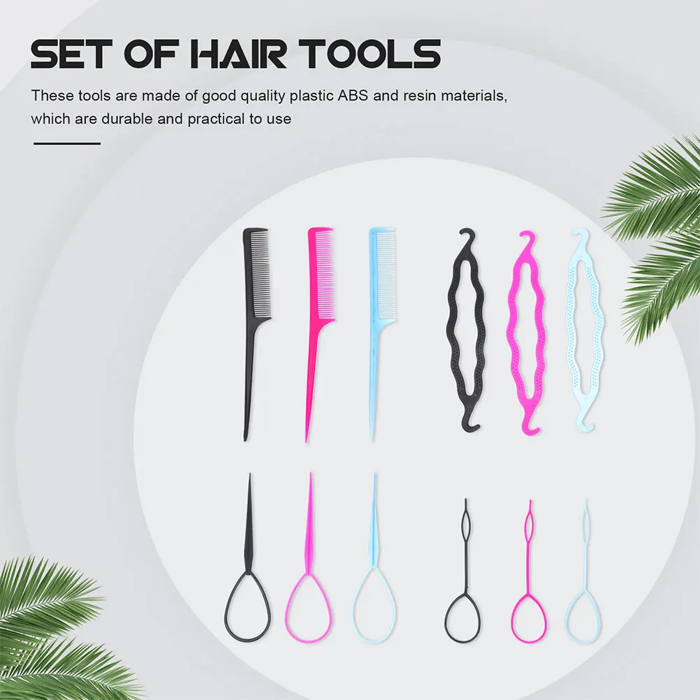 

12 Sets Hair Braider Hairstyle Making Tools Accessories for Curls Twisting Bun Clips Braiding Kit Plastic Miss