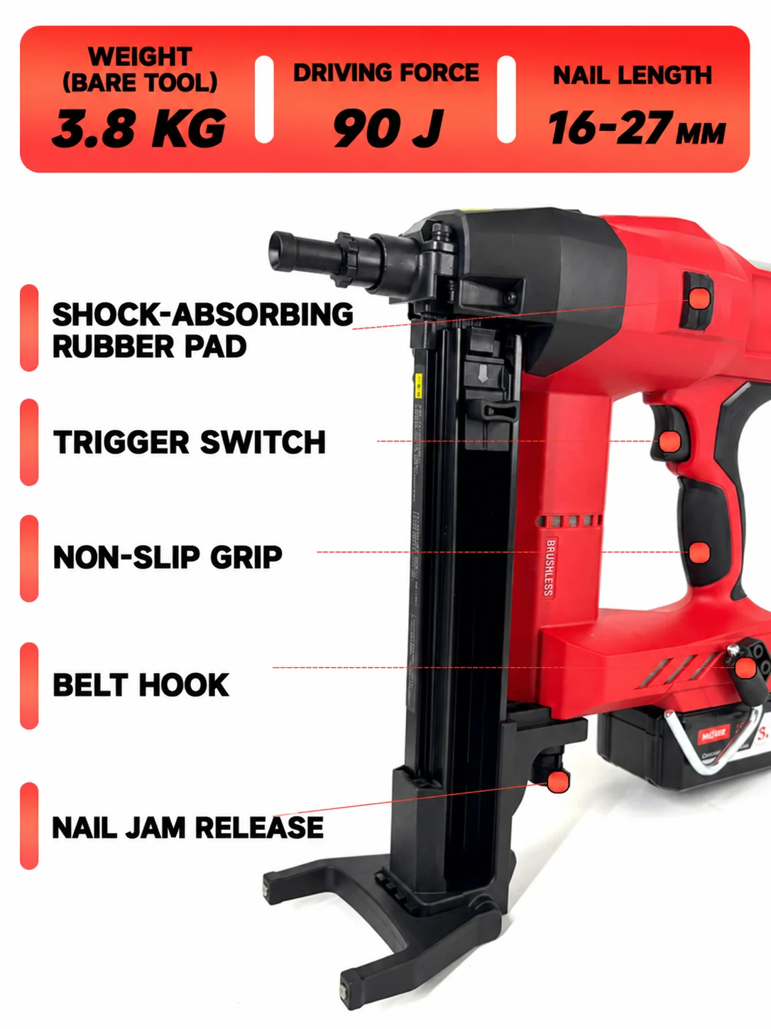 Lithium Steel Nail Gun for Makita Battery, Interface, Leihuan Dccn40A
