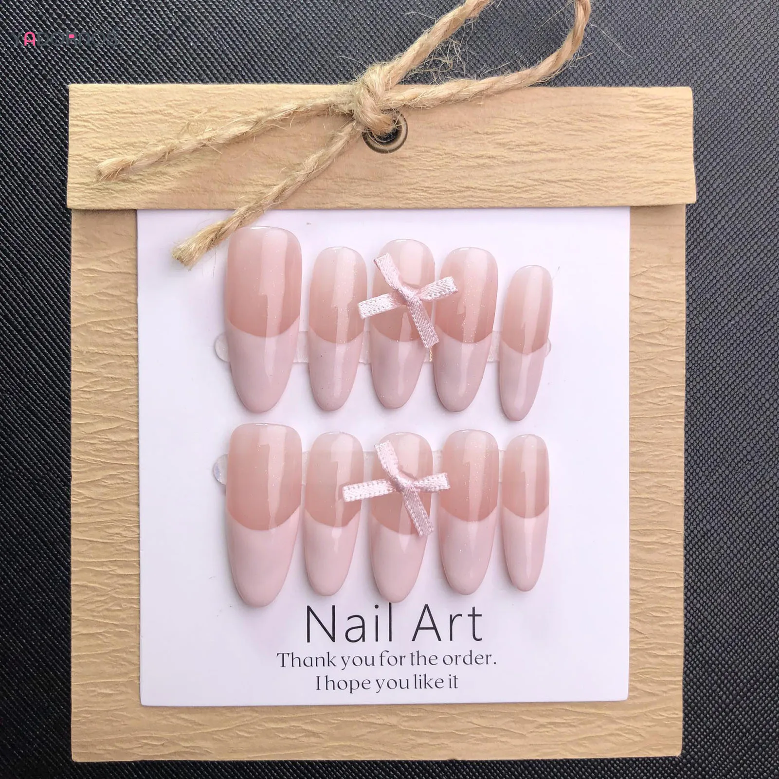 

Handmade Pink French Press on Nails Cute Bowknot Fake Nails Long Ballerina False Nails Tips Reusable Wearable DIY Manicure