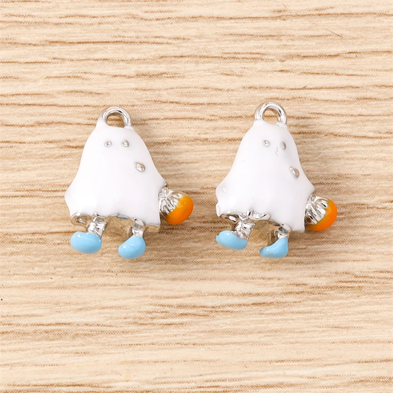 5 Stück 12 x 15 mm Cartoon-Halloween-Geist-Charms-Anhänger für die Herstellung von DIY-Halsketten, Ohrringen, Armbändern, Schmuckzubehör – Detail 8