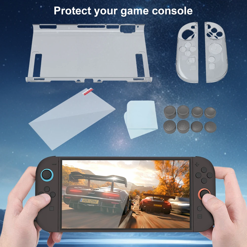 Carrying Case with Tempered Glass Protective Cover Travel Carrying Bag 15 in 1 Accessories Set for  Switch2