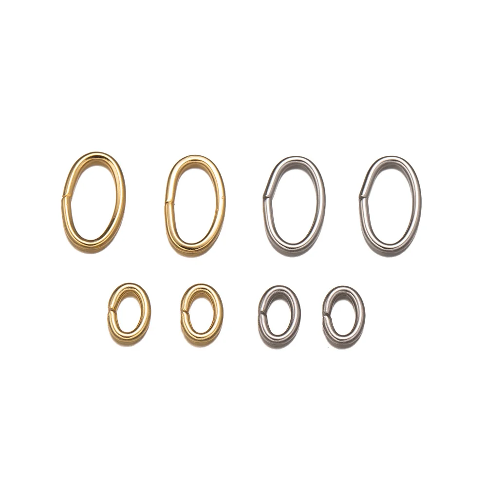 50pcs Gold Stainless Steel Oval Jump Connector Ring For DIY Earring Bracelet Necklace Key Jewelry Craft Making Supplies Material