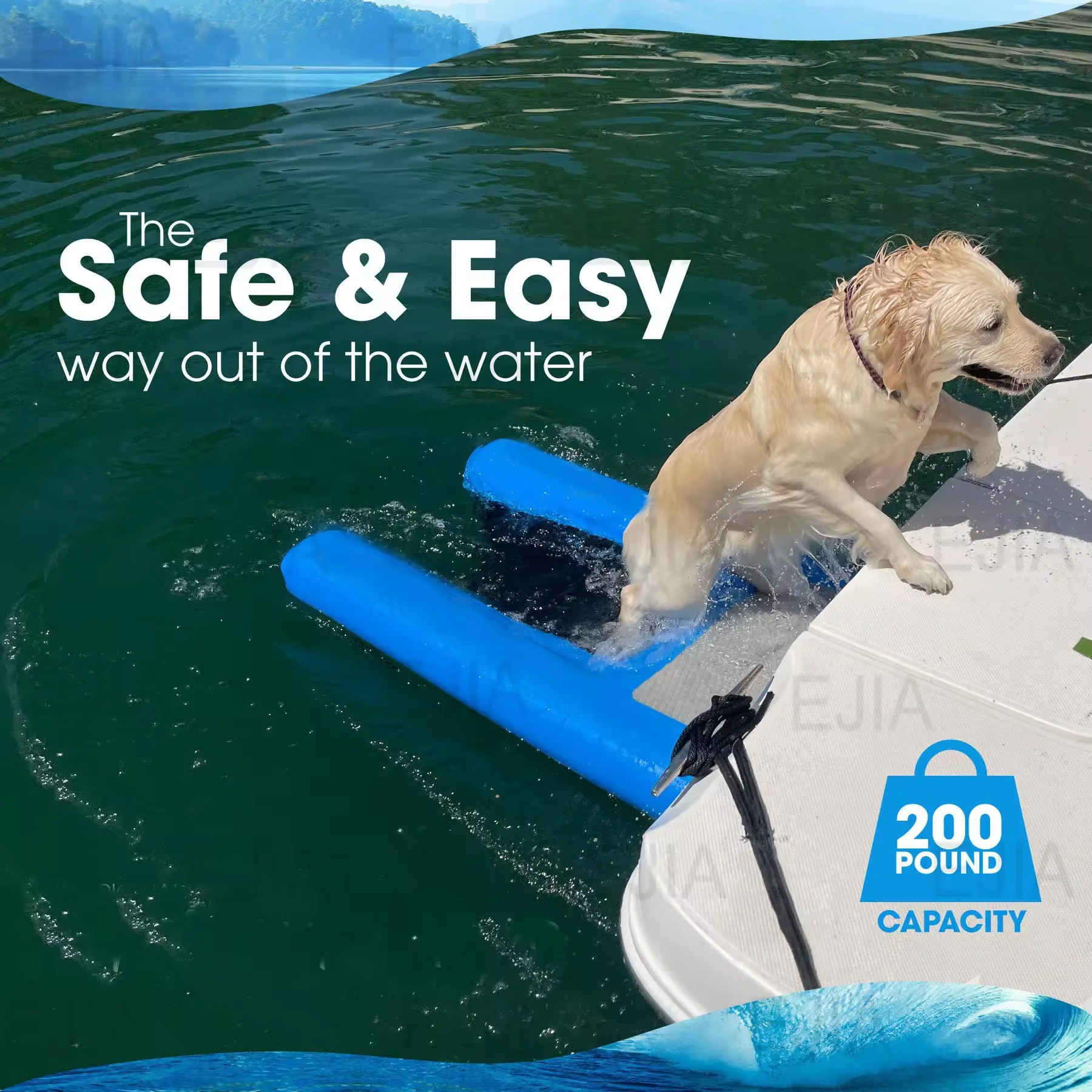 Portable Inflatable Dog Water Ladder Folding Floating Dog Pup Plank For Boat Outdoor Use Lightweight Dog Stairs