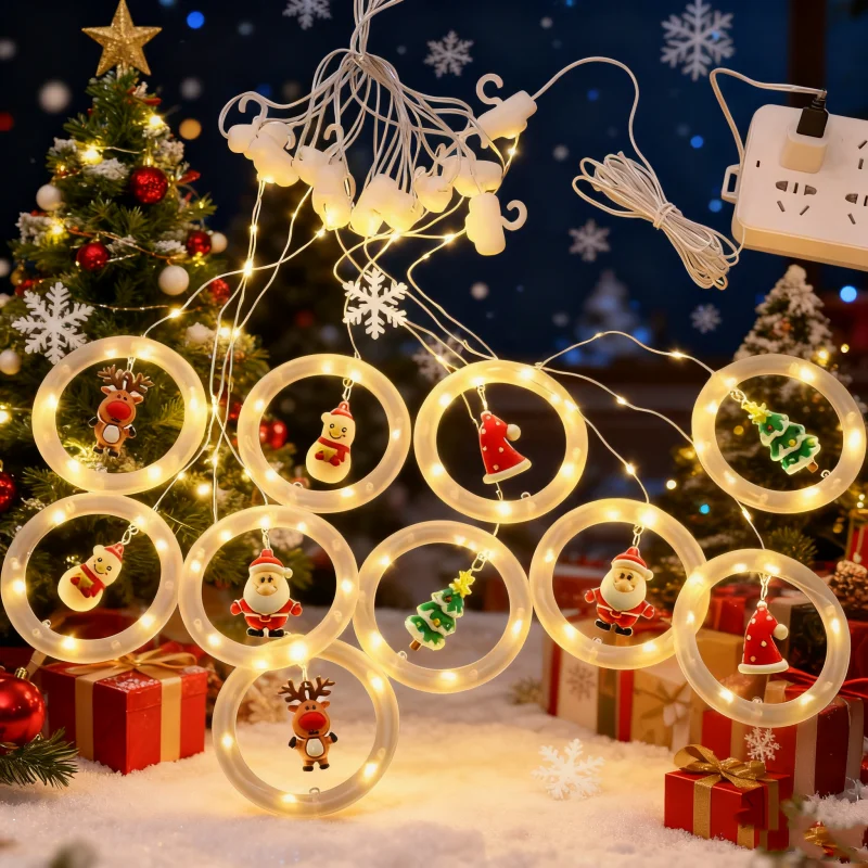 LED Santa Claus Curtain Light Christmas Decoration Home Interior Light String Night Light Christmas Gift New Year Decoration - view 4