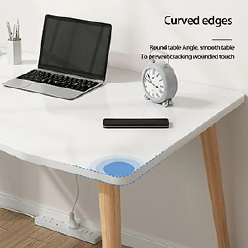 Modern Ergonomic Arc Design Thickened Plate Spacious Desktop Computer Desk Solid Wood PC Work Writing Table Home Supply