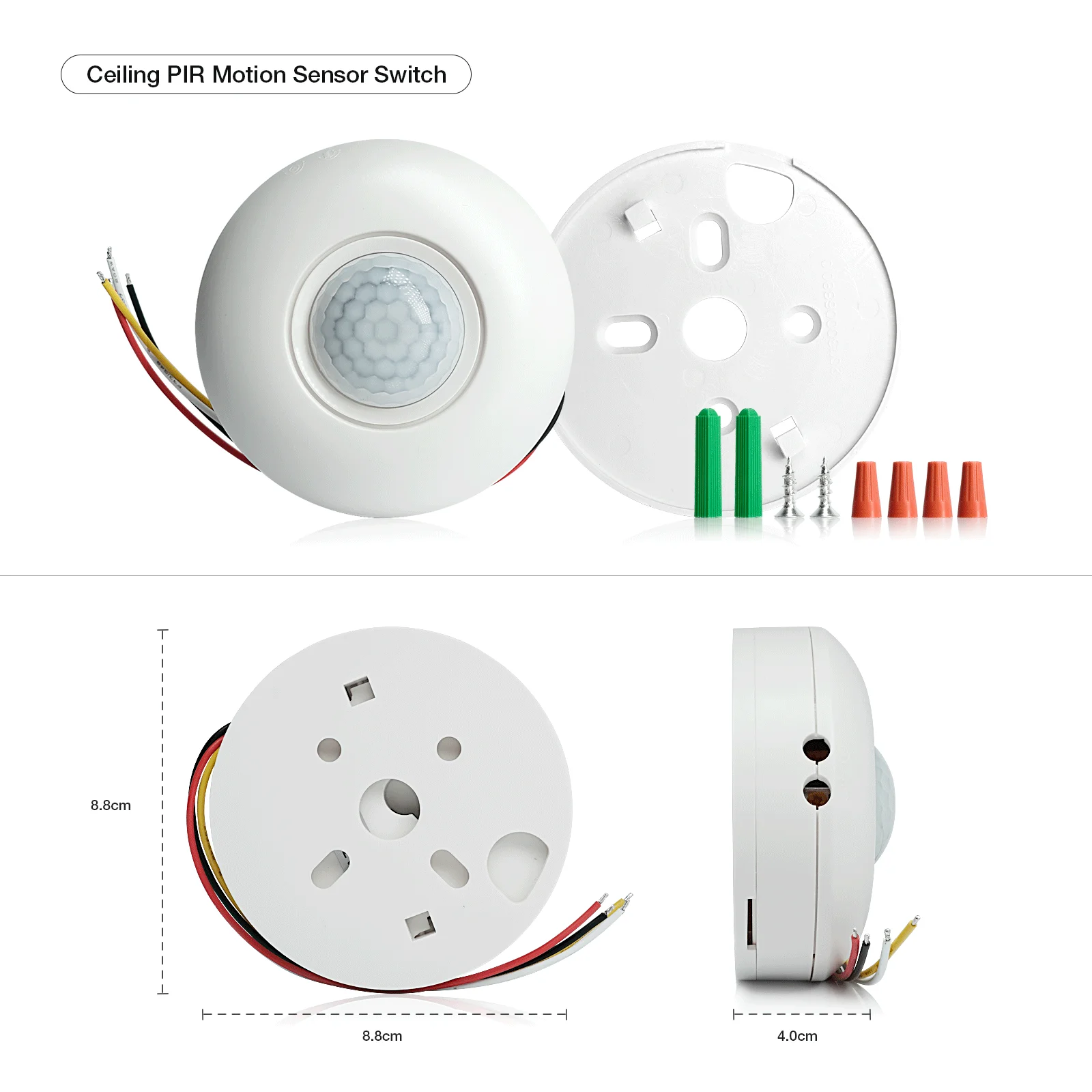 Sensky 12V DC PIR Motion Sensor Ceiling PIR Detector Sensor Switch Infrared Motion Sensor, Delay Time and LUX Value Adjustable