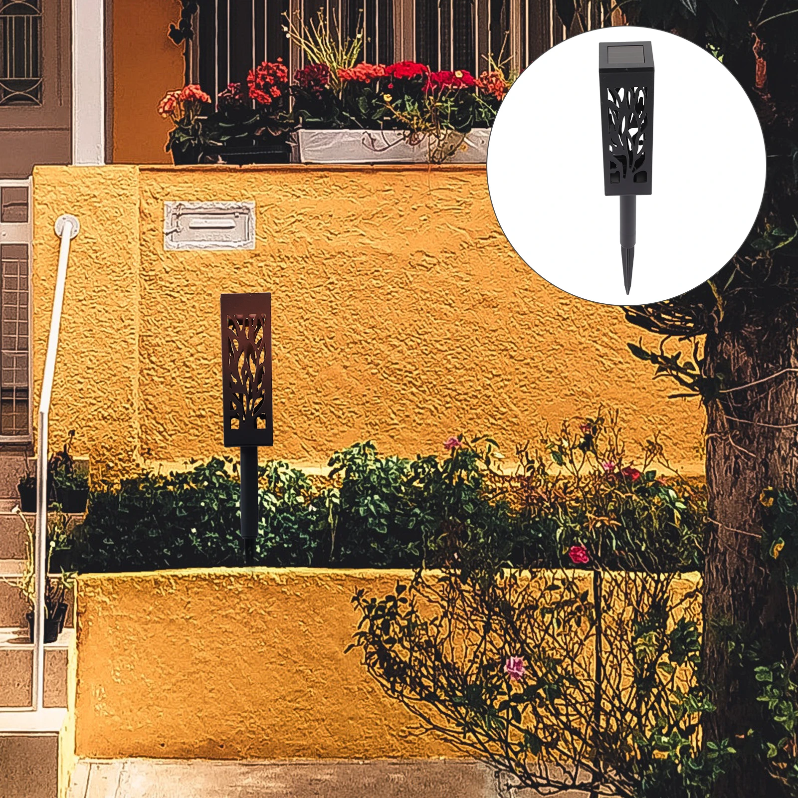 

2 pcs Led Ground Inserted Solar Lamps Hollow-Out Garden Decorative Lights Durable Pp Material Easy Installation Outdoor