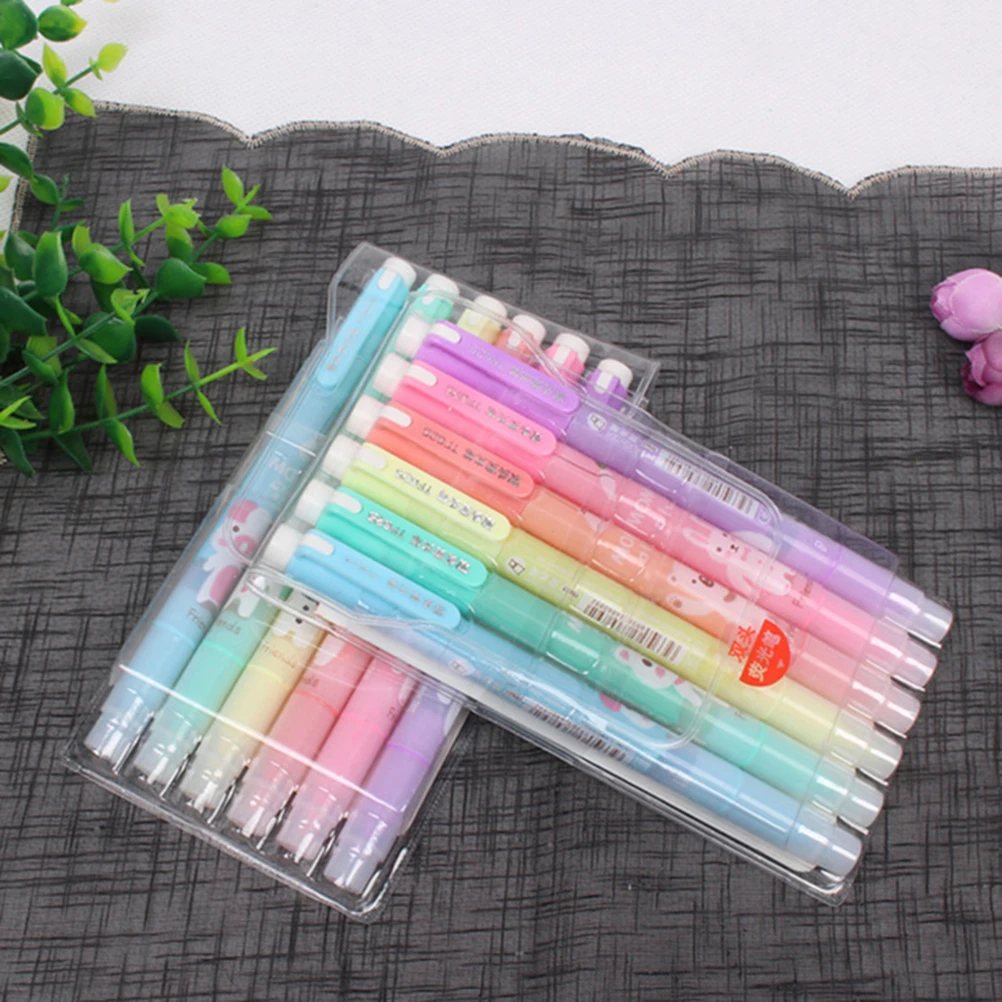 

6 Pcs Double Ended Highlighter Fluorescent Pens Watercolor Student Highlighters