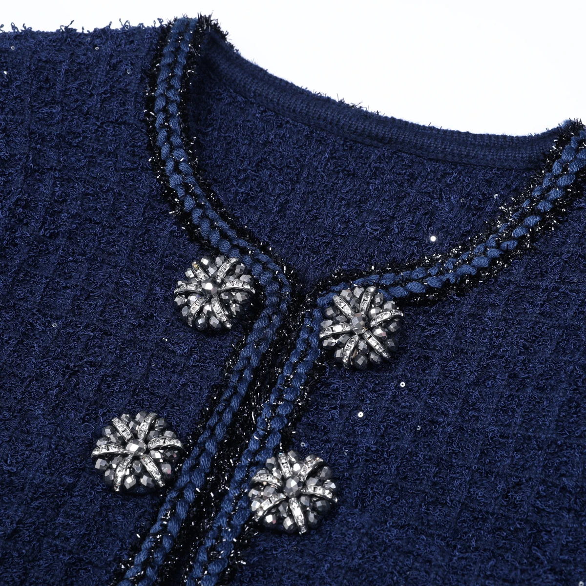 25312 High Quality Spring And Autumn New Style Fashion Diamond Buckle Small Fragrant Knitted Top Cardigan+Half Skirt Set