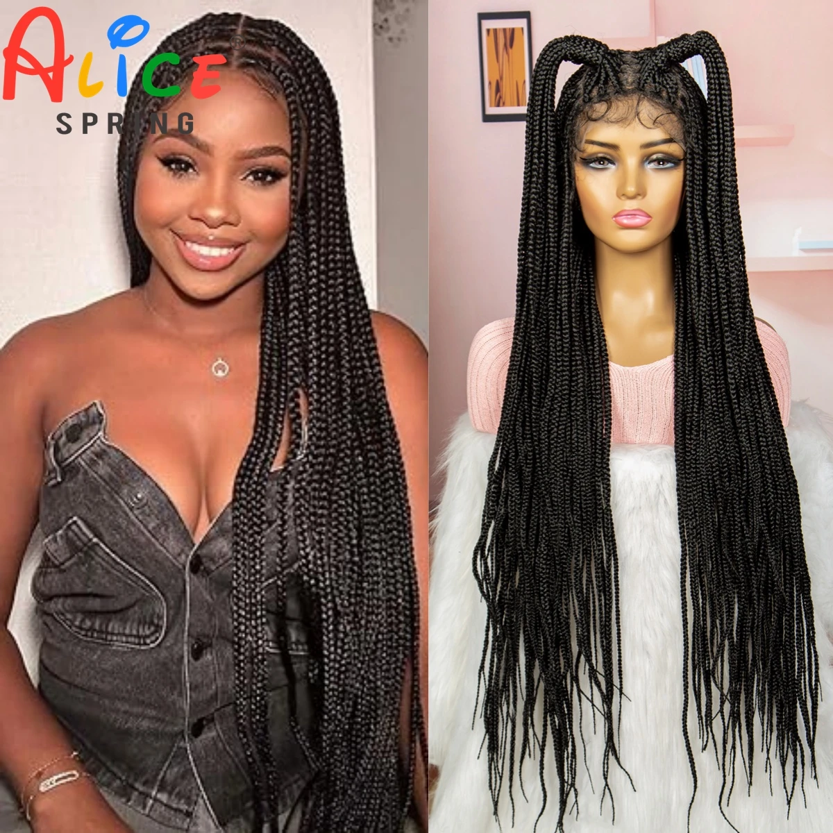 

Full Lace Braided Wigs Knotless Box Braids Lace Frontal Wig for Black Women Hand Embroidery Full Lace Braids Wig with Baby Hair