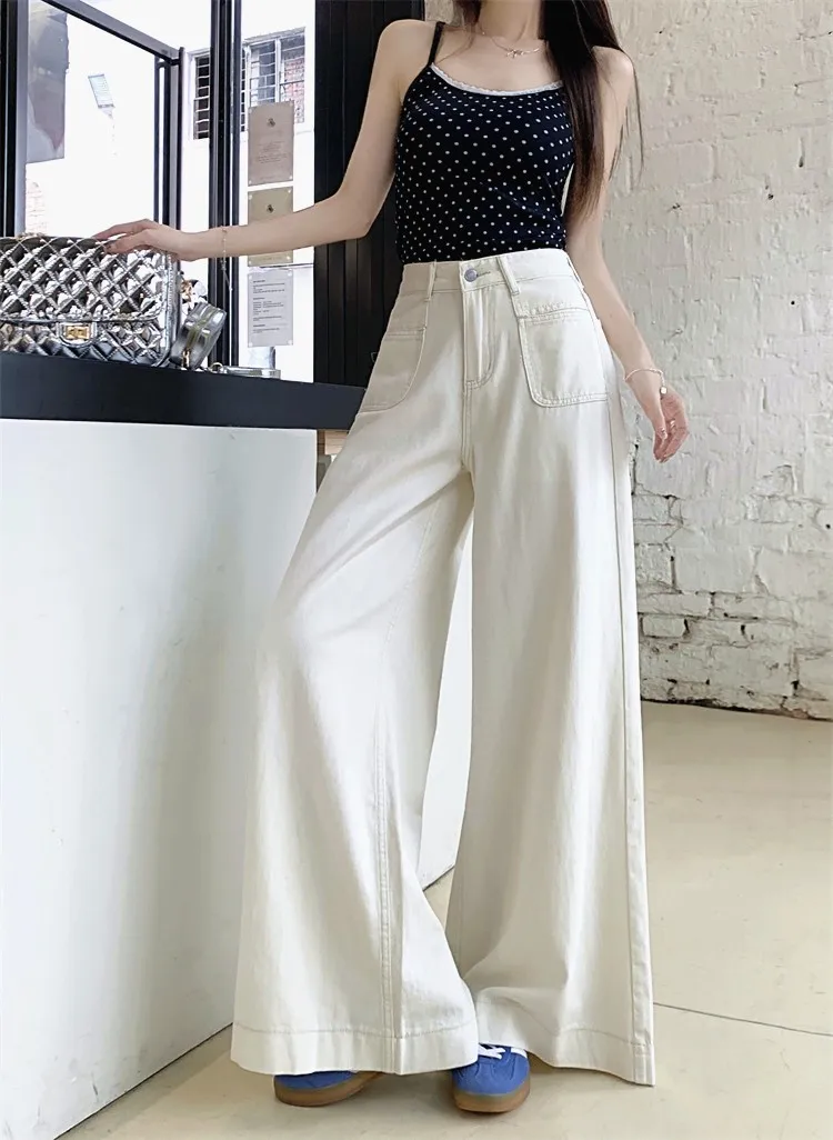 

ZHISILAO New Baggy Wide Leg Jeans Women Vintage Boyfriend Floor Length Denim Pants Summer 2024