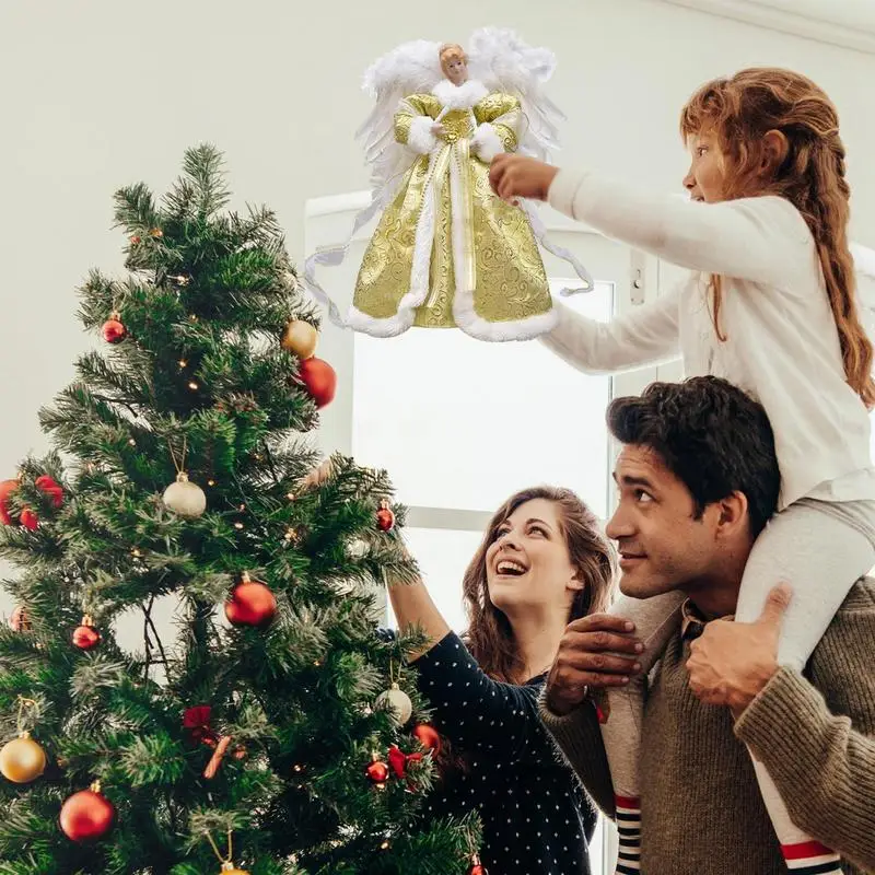 Luminous Angel Tree Topper Decoração de Natal LED Golden Tree Topper Multipurpose Tree Topper Com Luz Home Office Ornamento