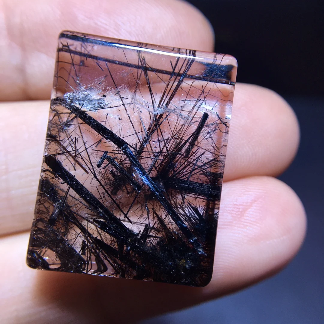 

Кулон из натурального черного рутилированного кварца 25/19,5/5,3 мм, прямоугольный рутиловый кварц, ювелирные изделия для женщин и мужчин AAAAAAA