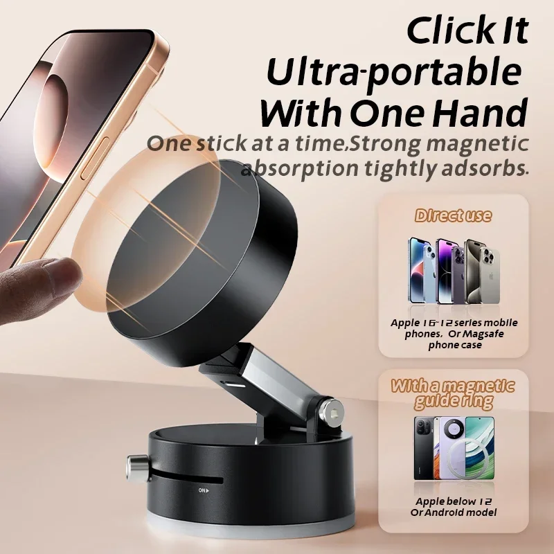 Mini Vacuum Double Side Magnetic Suction Cup Holder Foldable Kitchen Lazy Phone Bracket  For iPhone Android Smartphone image 3
