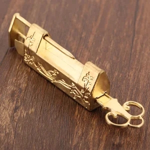 1 Bộ khóa công cụ cổ điển vàng + Khóa 42mm, Khóa retro Trung Quốc, Trang trí hoa cũ, Bird, Trang sức, Hộp gỗ, Túi cửa 8 Cửa khóa vàng bán hàng chính - 3