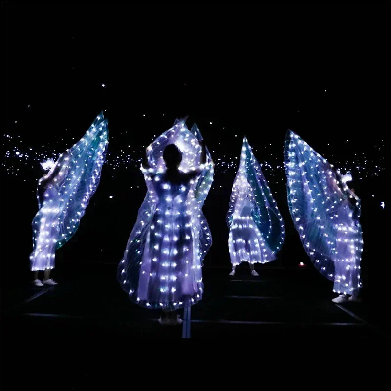 

Ruoru Belly Dance Led Isis Wings with Adjustable Sticks Accessories Stage Performance Props Shining White Led Wings 360 Degrees