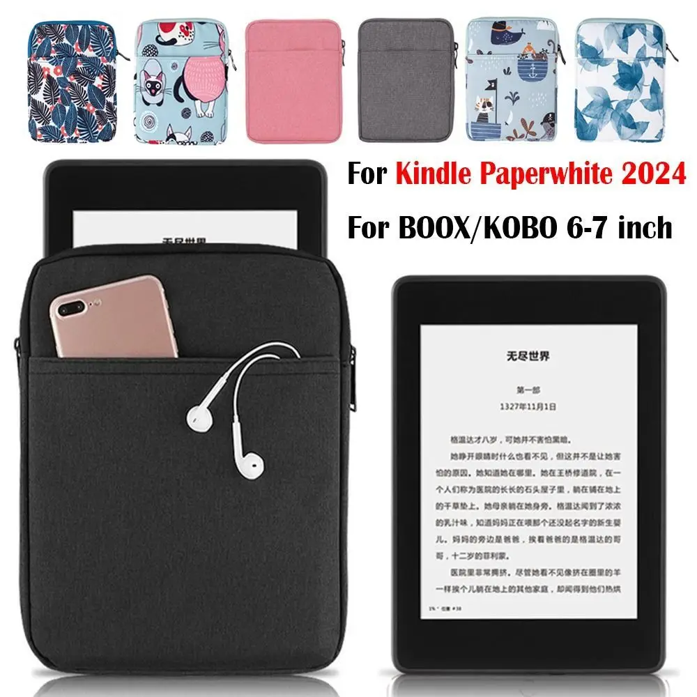 12th Generation 6-7 inch e-Reader Sleeve Wear Resistant Shockproof SA568B Storage Bag for Kobo/Boox/Kindle Paperwhite 2024