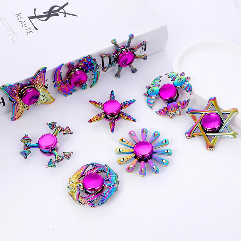 Squishy speelgoed Fidget Spinner juguetes Regenboog Fidget Metalen Spinner Kleurrijke Vingertop Gyro juguetes sensoriales adulto Relief Speelgoed