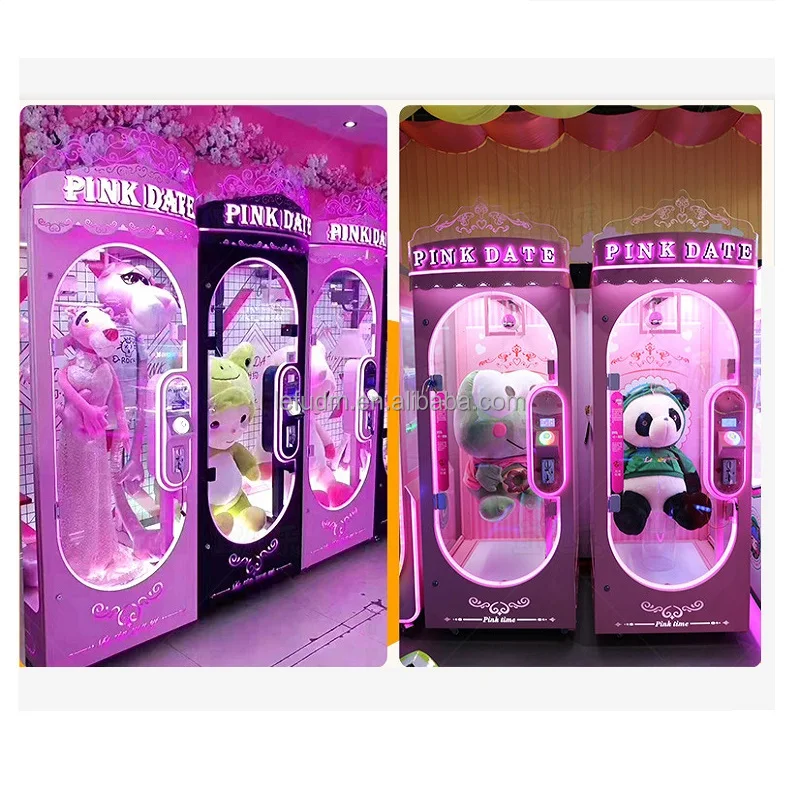 Pink Date cut prize single player claw toy arcade machine for sale pink date scissors cut prize gift machine