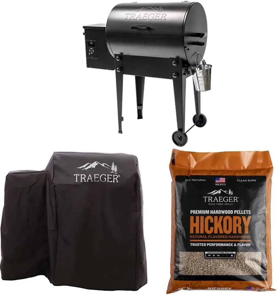 

Traeger Grills Tailgater 20 Portable Wood Pellet Grill and Smoker, Traeger BAC374 20 Series Full Length Grill Cover