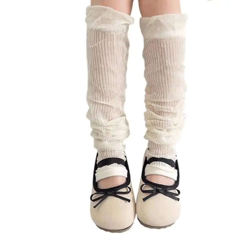 

652F Stackable Sock Cover JK Kids Pile Up Socks Personality Breathable Thin Girls Socks Sleeve Female Knee Leg Case