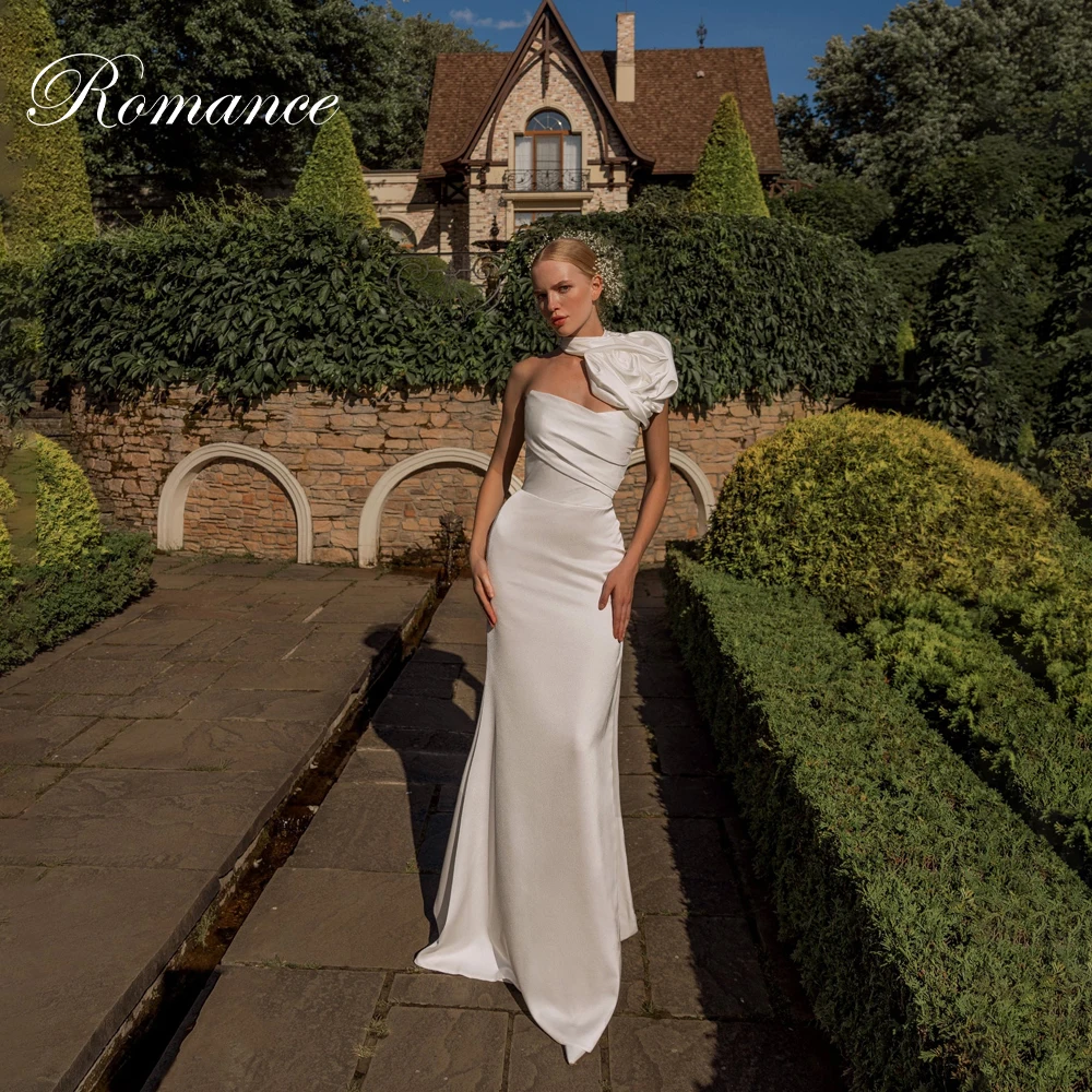 

Elegant Pleat Strapless Mermaid Wedding Dress Women Sleeveless Side Slit Flower Open Back Lace-Up Vestidos De Novia Customized