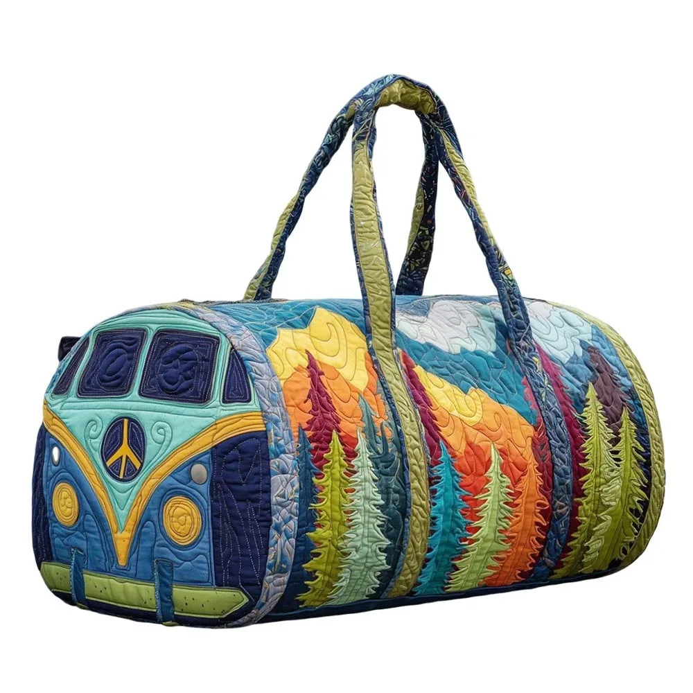 Quilted Cotton Quilted Travel Bag 3D Design Hippie Vibe Printed Yoga Bag Boho Style Mushroom Print Weekender Bag Yoga Practice